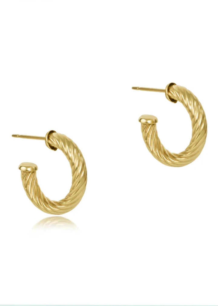 enewton Designs Round Gold 0.5" Post Hoop Earrings-4mm Textured Twist