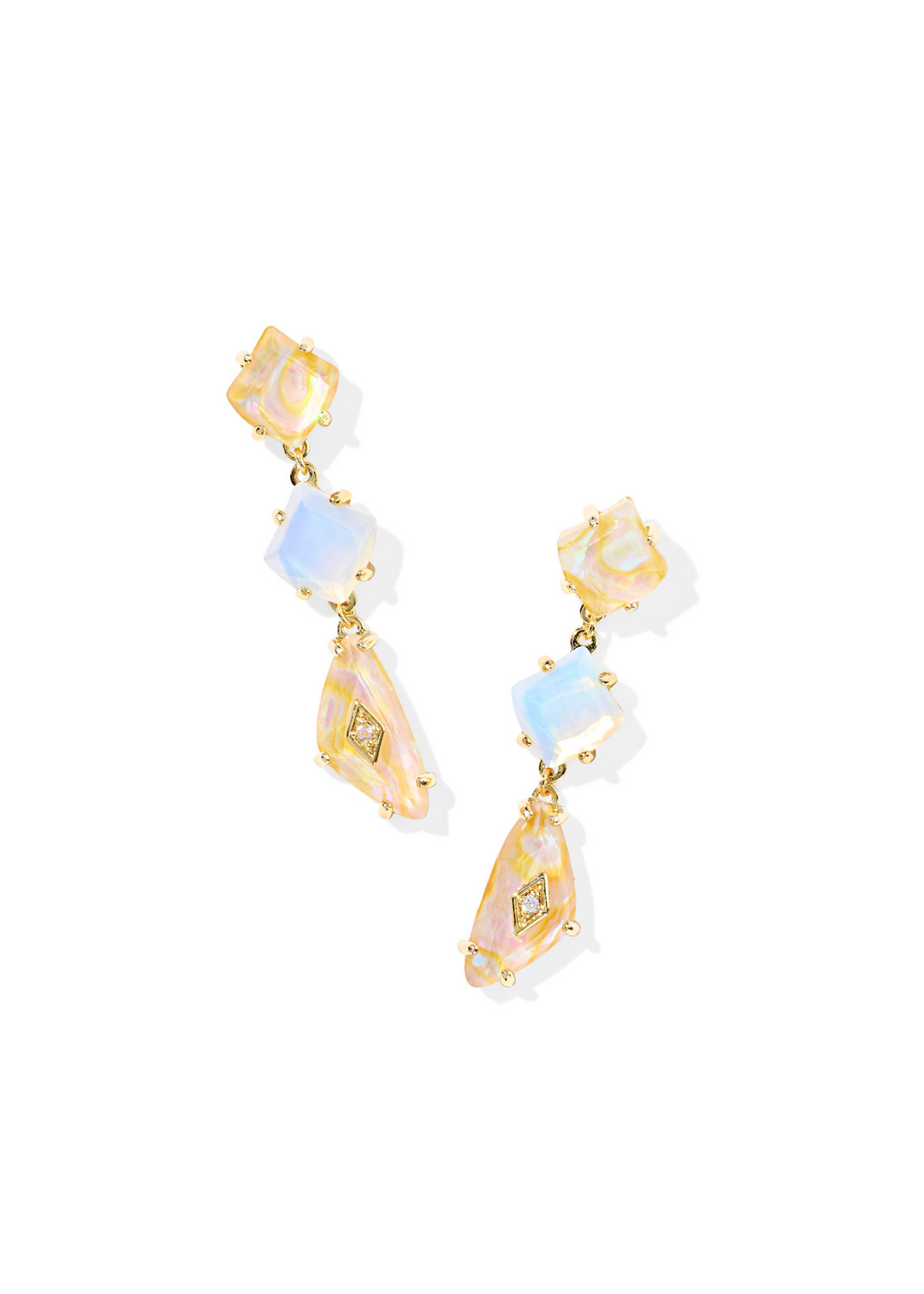 Kendra Scott Bianca Linear Earrings in Gold/Iridescent White Mix