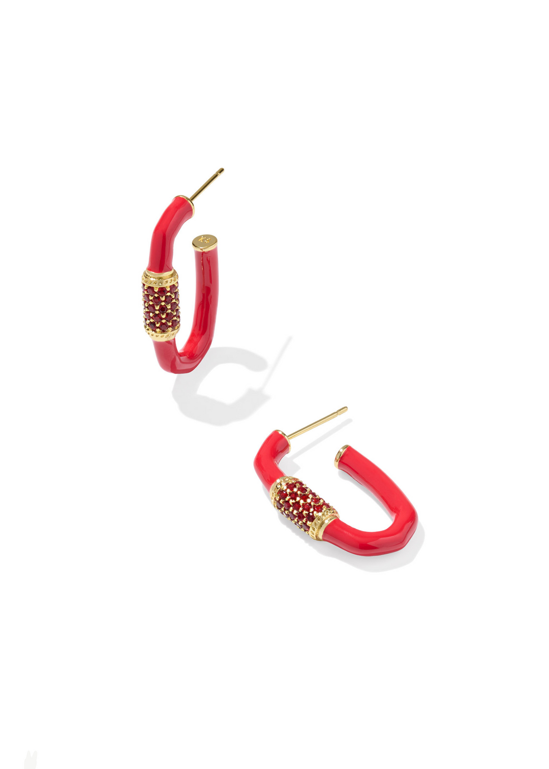 Kendra Scott Emery Enamel Hoop Earrings - Gold/Red Mix