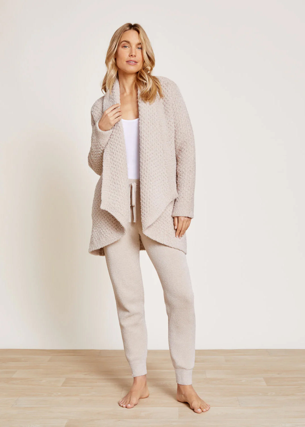 Barefoot Dreams CozyChic Honeycomb Shawl Cardigan Sand Dollar June Beyond Boutique