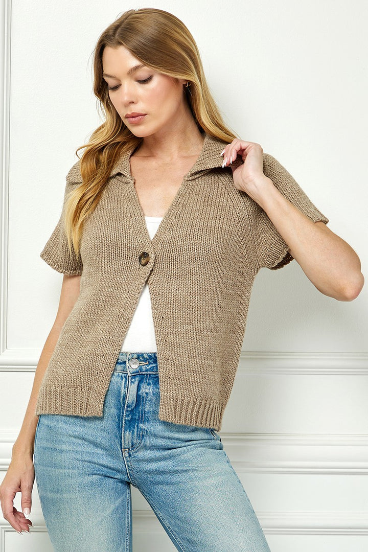 Stacey Short-Sleeve Knit Cardigan