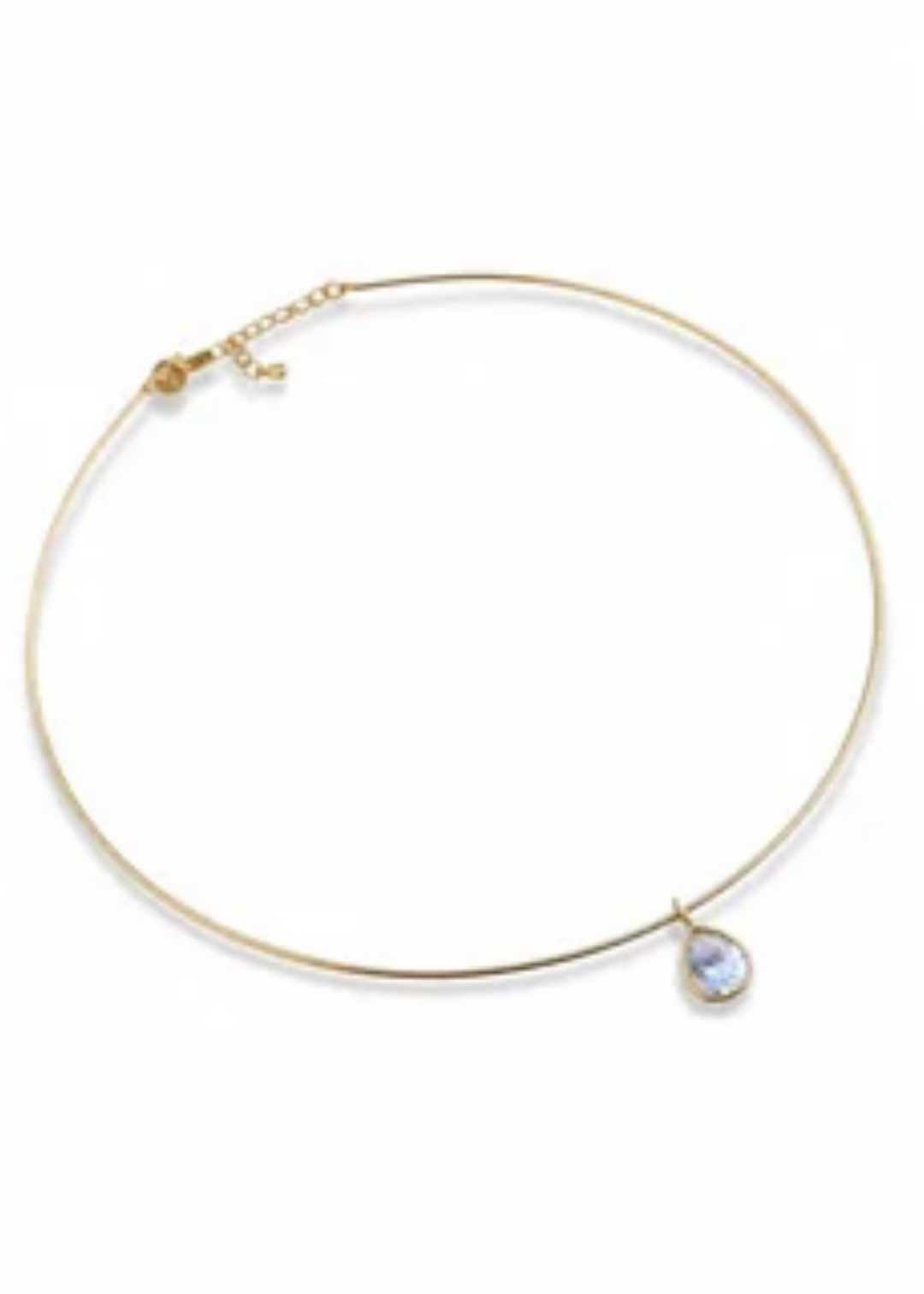 Wire Choker Necklace with Teardrop Charm Gold