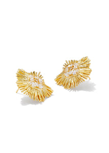 Dira Crystal Statement Stud Earrings - Gold/White Crystal