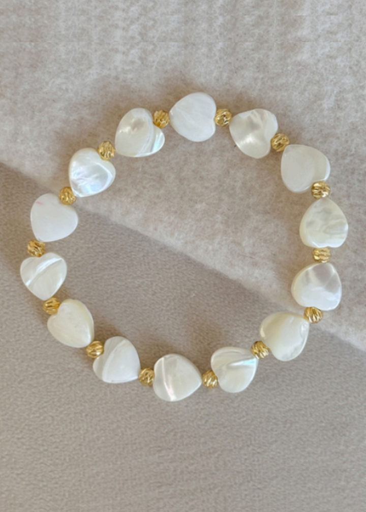 Easton Elle All Hearts Mother of Pearl Stretch Bracelet