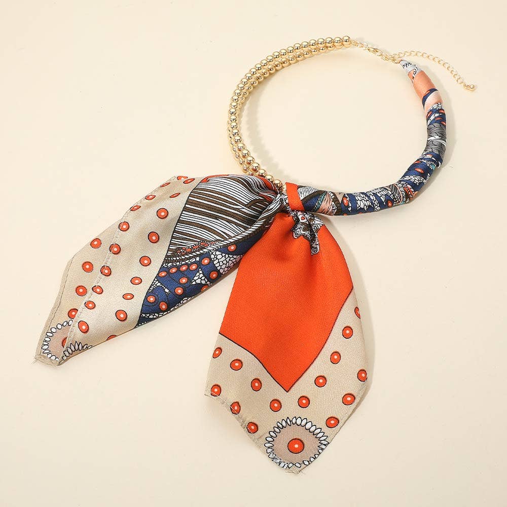 Scarf Double Bubble Chain Necklace - Gold,Multi