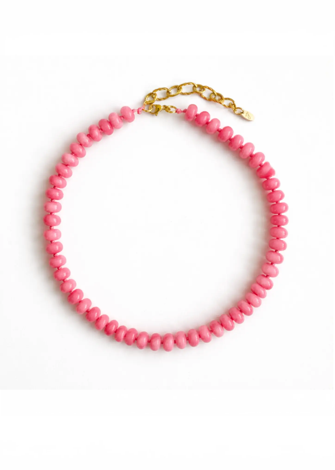 Refined Stone Beaded Necklace - Light Pink