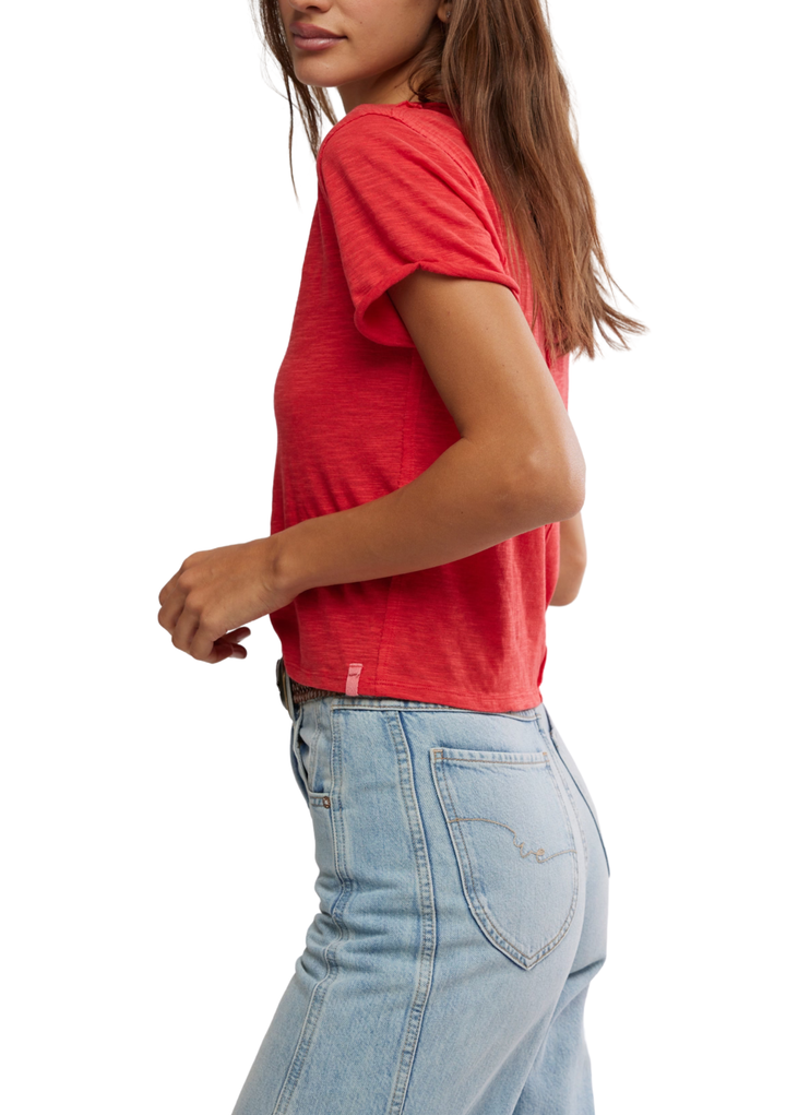 Free People Take 2 Tee - Racing Red Combo