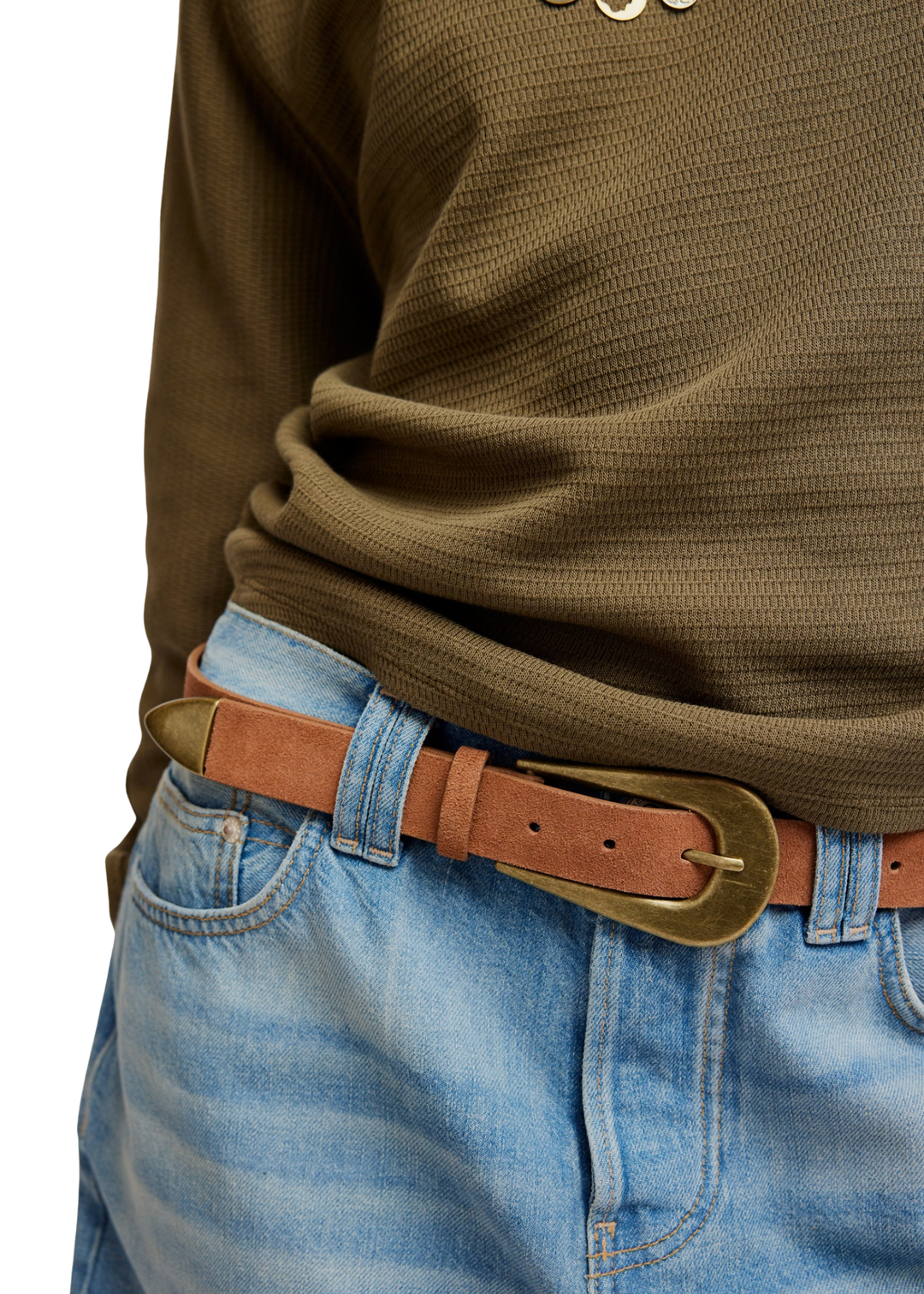 Free People Cannon Suede Belt - Cognac