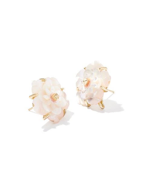 Deliah Statement Earrings - Gold/Iridescent White Mix