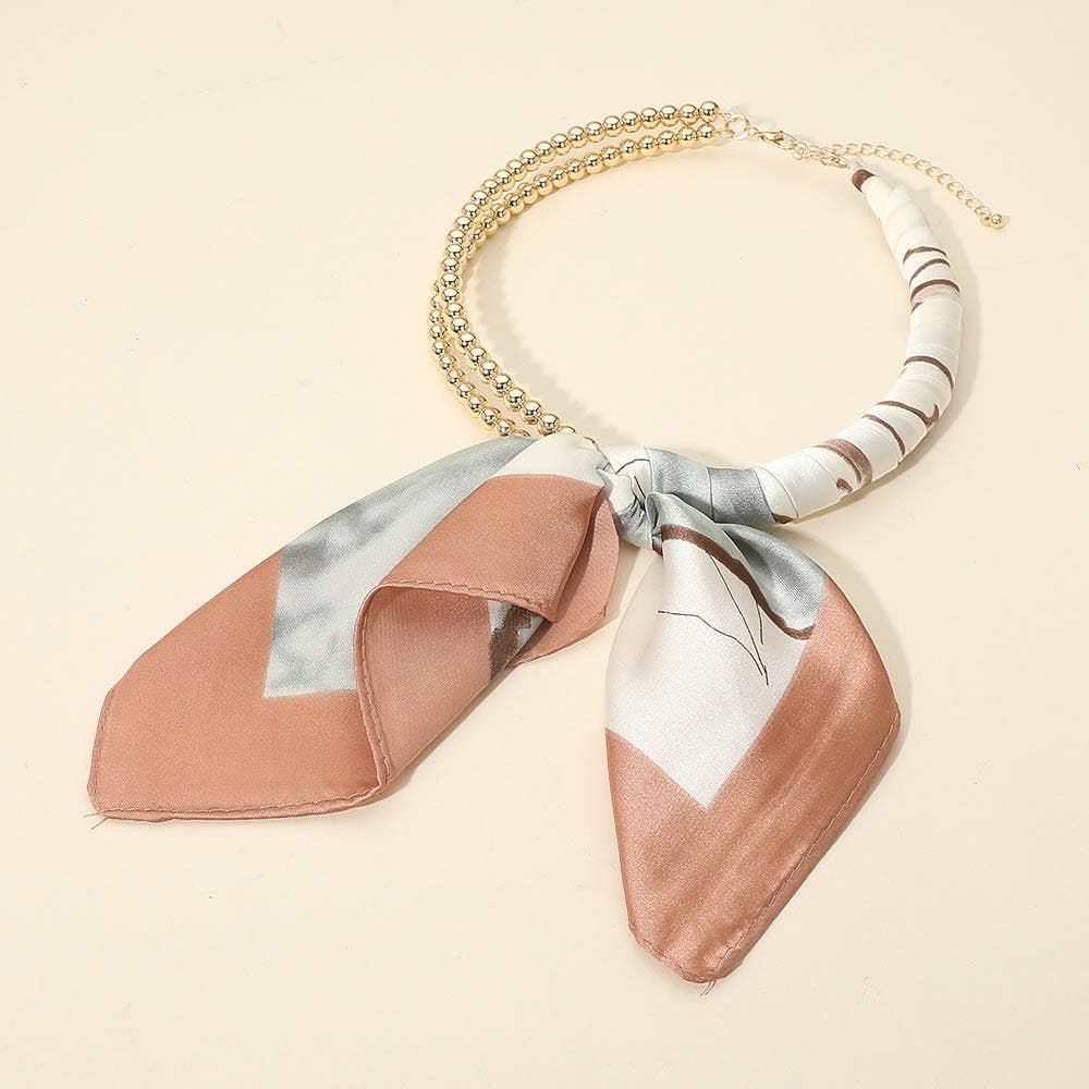 Scarf Double Bubble Chain Necklace: Gold,Ivory