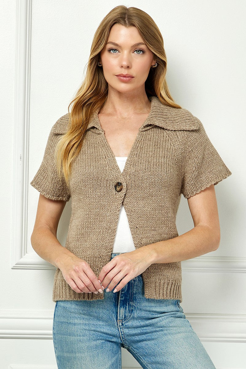 Stacey Short-Sleeve Knit Cardigan