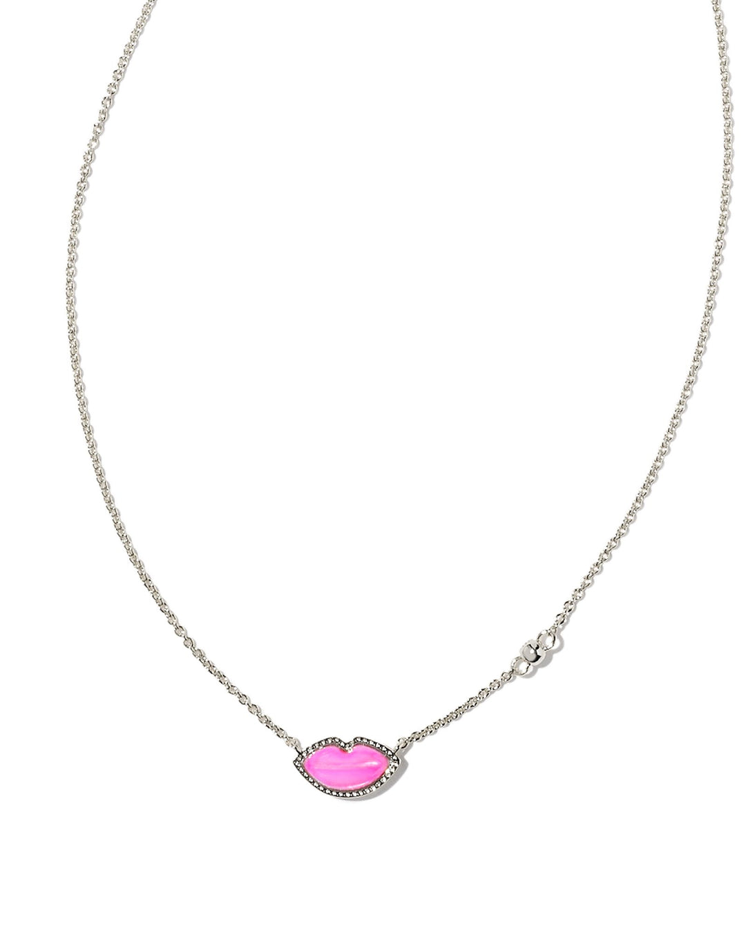 Kendra Scott Lips Pendant Necklace - Rhodium/Hot Pink Mother of Pearl