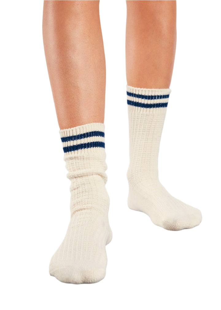 Free People Jackson Cozy Stripe Socks - Classic Navy