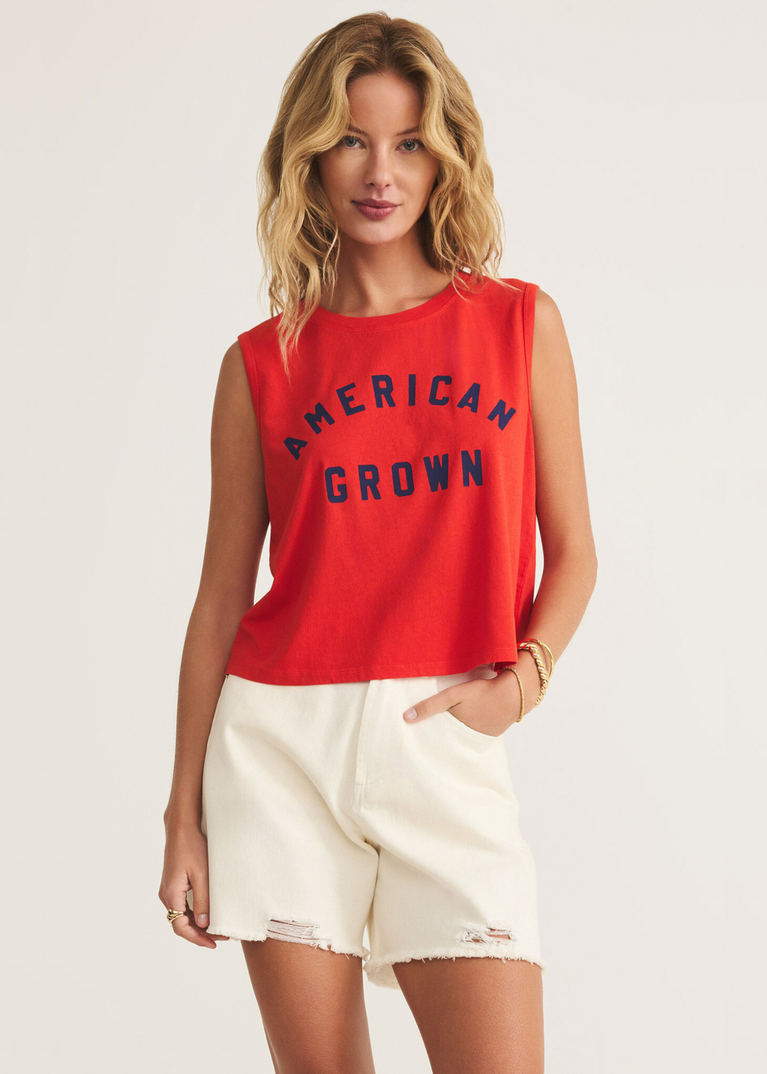 Z Supply American Grown La Mer Tank in Cabana Red