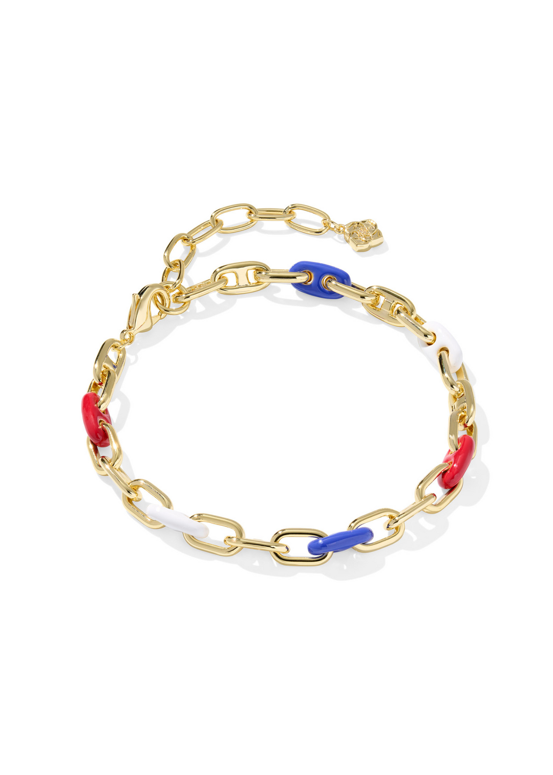 Kendra Scott Bailey Gold Chain Bracelet with Red, White, and Blue enamel accents