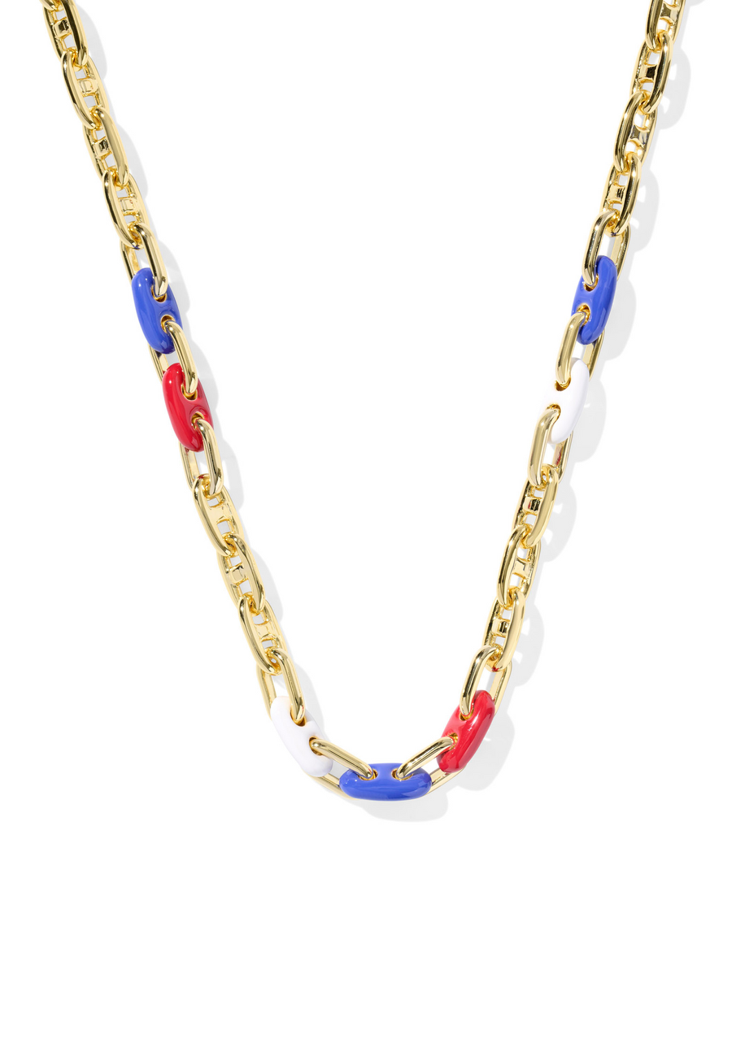 Kendra Scott Bailey Chain Necklace in Gold/Red White Blue Mix