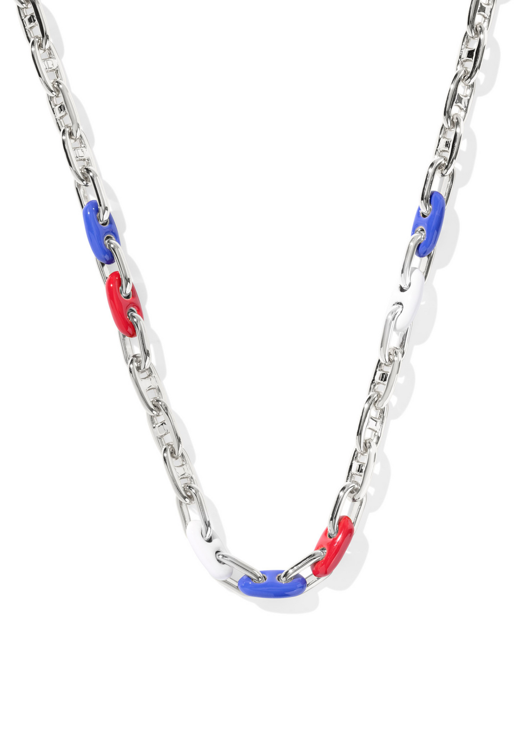 Kendra Scott Bailey Chain Necklace in Rhodium/Red White Blue Mix