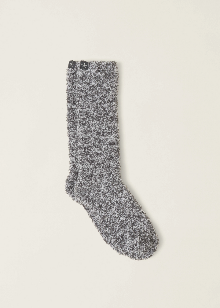 Barefoot Dreams CozyChic Heathered Socks in Slate Blue/White