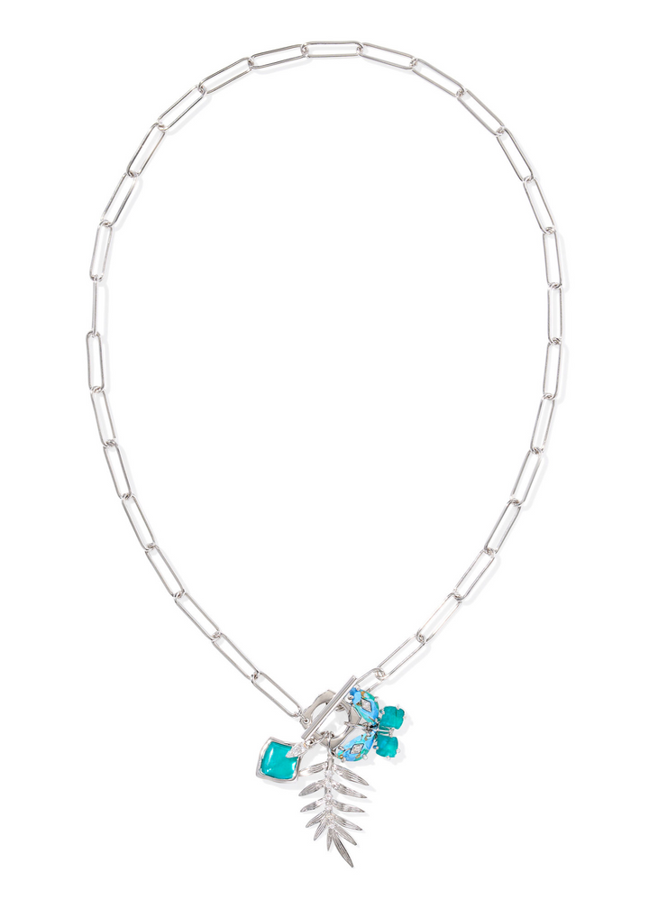*BOUTIQUE EXCLUSIVE* Kendra Scott Bianca Butterfly Charm Necklace - Rhodium/Bright Aqua Mix