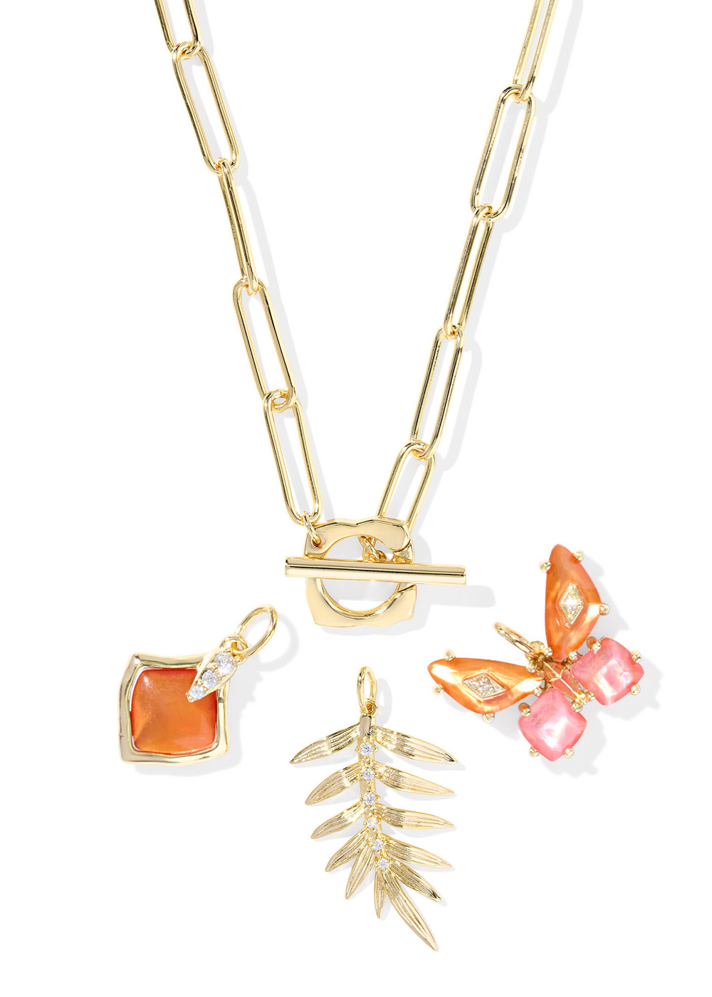 Kendra Scott Bianca Butterfly Charm Necklace in Gold/Orange Mix