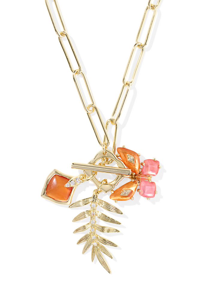 Kendra Scott Bianca Butterfly Charm Necklace in Gold/Orange Mix