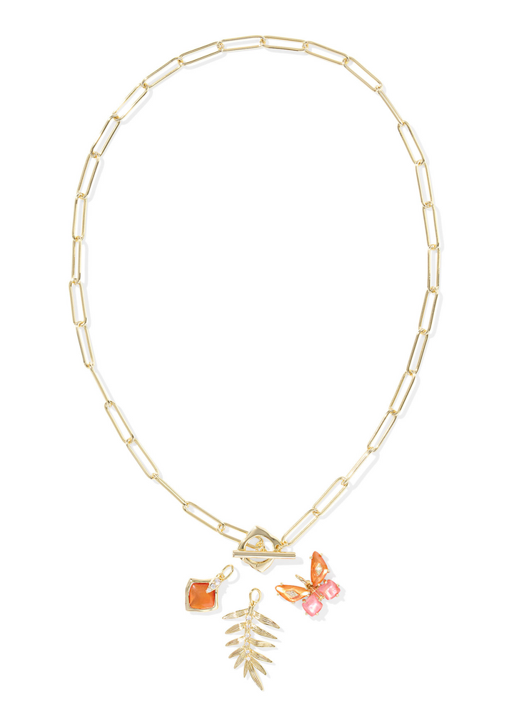 *BOUTIQUE EXCLUSIVE* Kendra Scott Bianca Butterfly Charm Necklace - Gold/Orange Mix