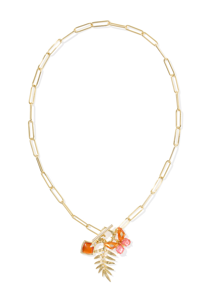*BOUTIQUE EXCLUSIVE* Kendra Scott Bianca Butterfly Charm Necklace - Gold/Orange Mix