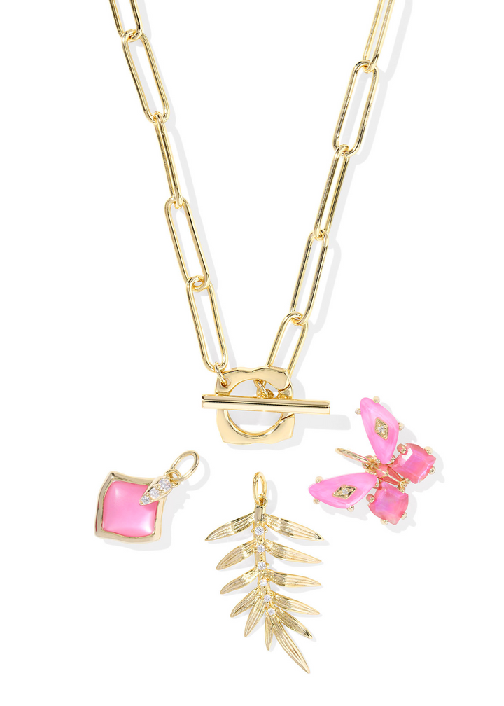 Kendra Scott Bianca Butterfly Charm Necklace - Gold/Pink Mix