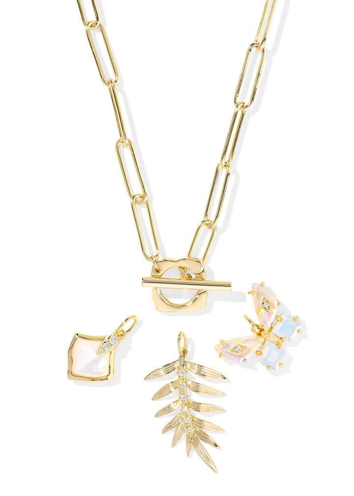 Kendra Scott Bianca Butterfly Charm Necklace - Gold/Iridescent White Mix