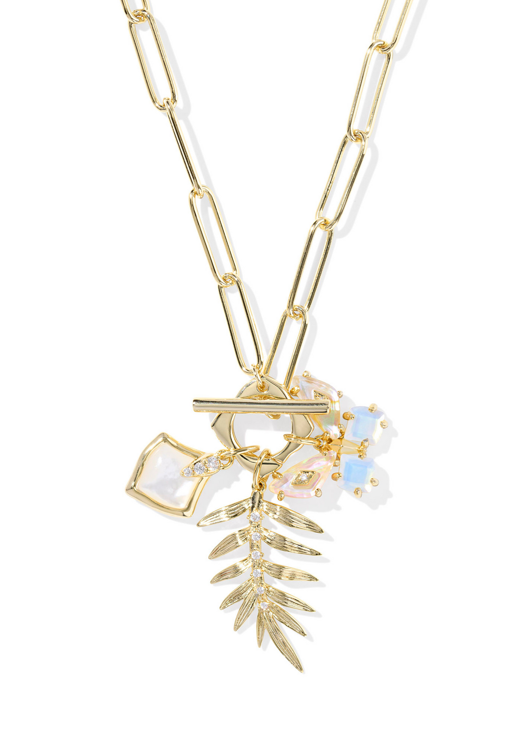 Kendra Scott Bianca Butterfly Charm Necklace in Gold/Iridescent White Mix