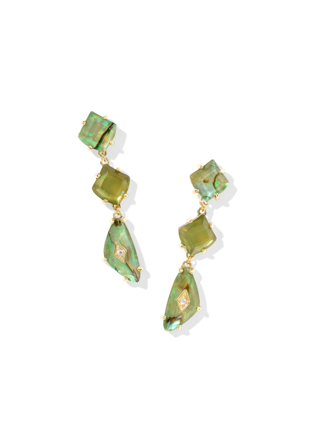 Kendra Scott Bianca Linear Earrings in Gold/Green Mix