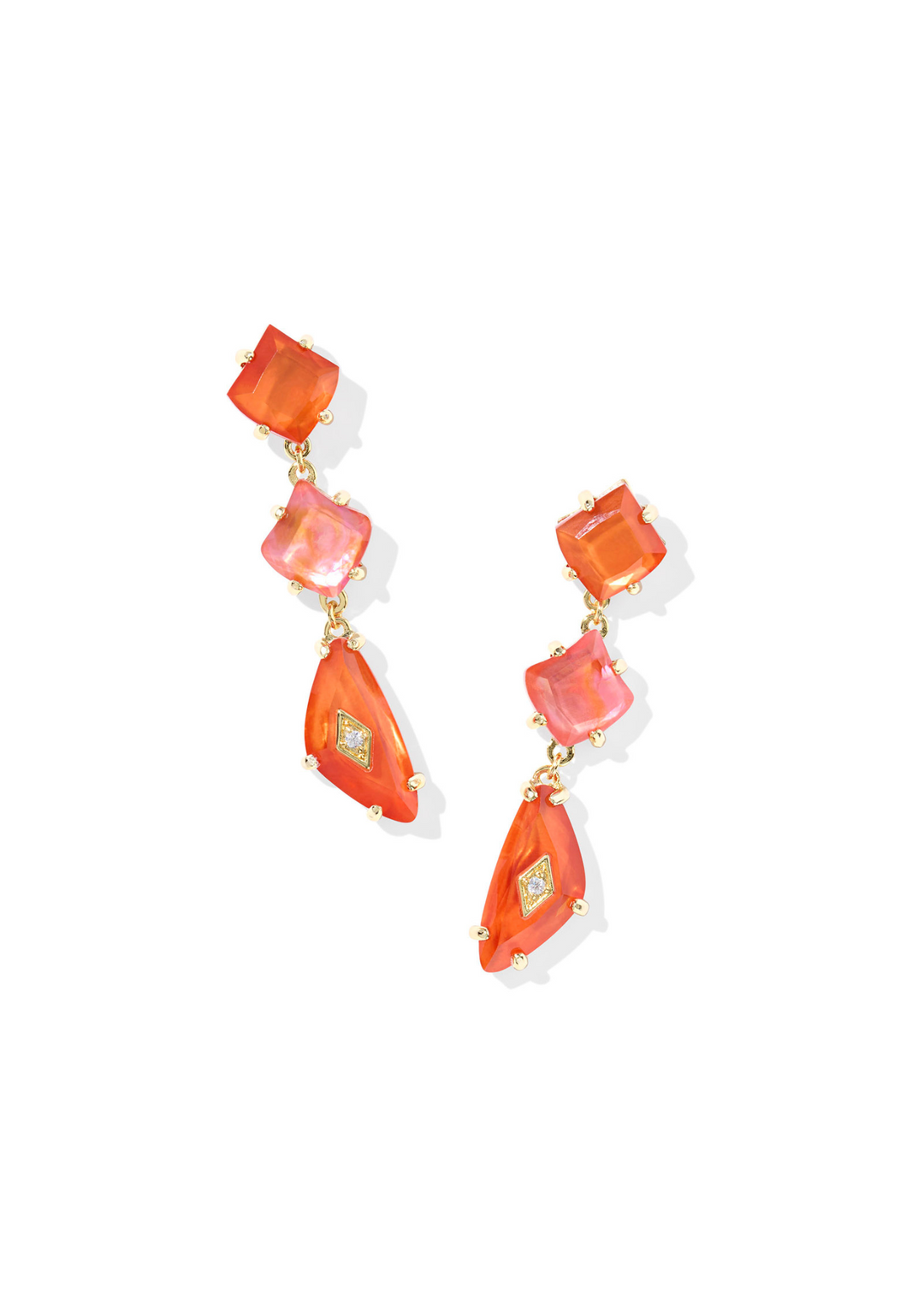 Kendra Scott Bianca Linear Earrings in Gold/Orange Mix