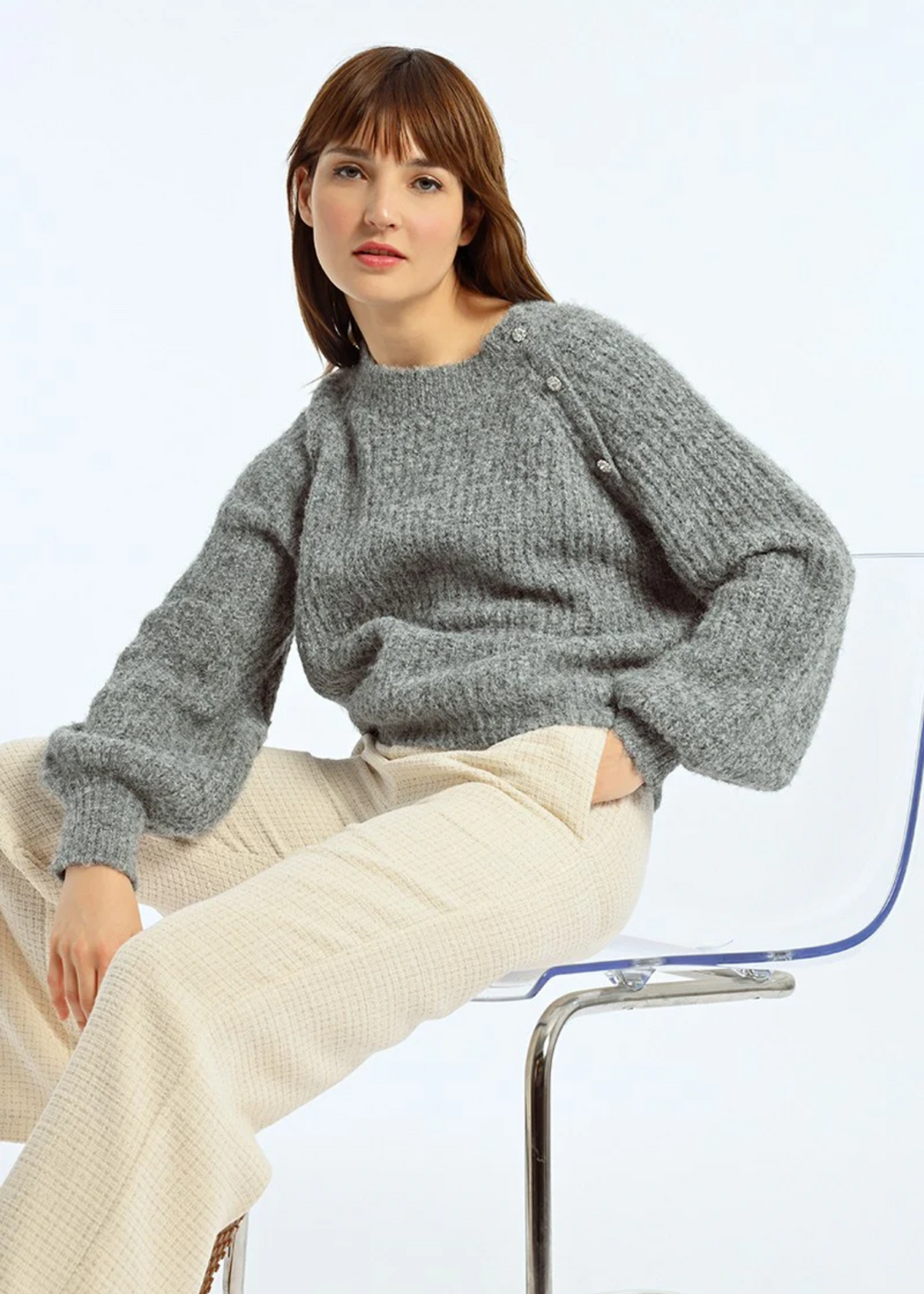 Carpenter Knit Sweater in Ash Grey