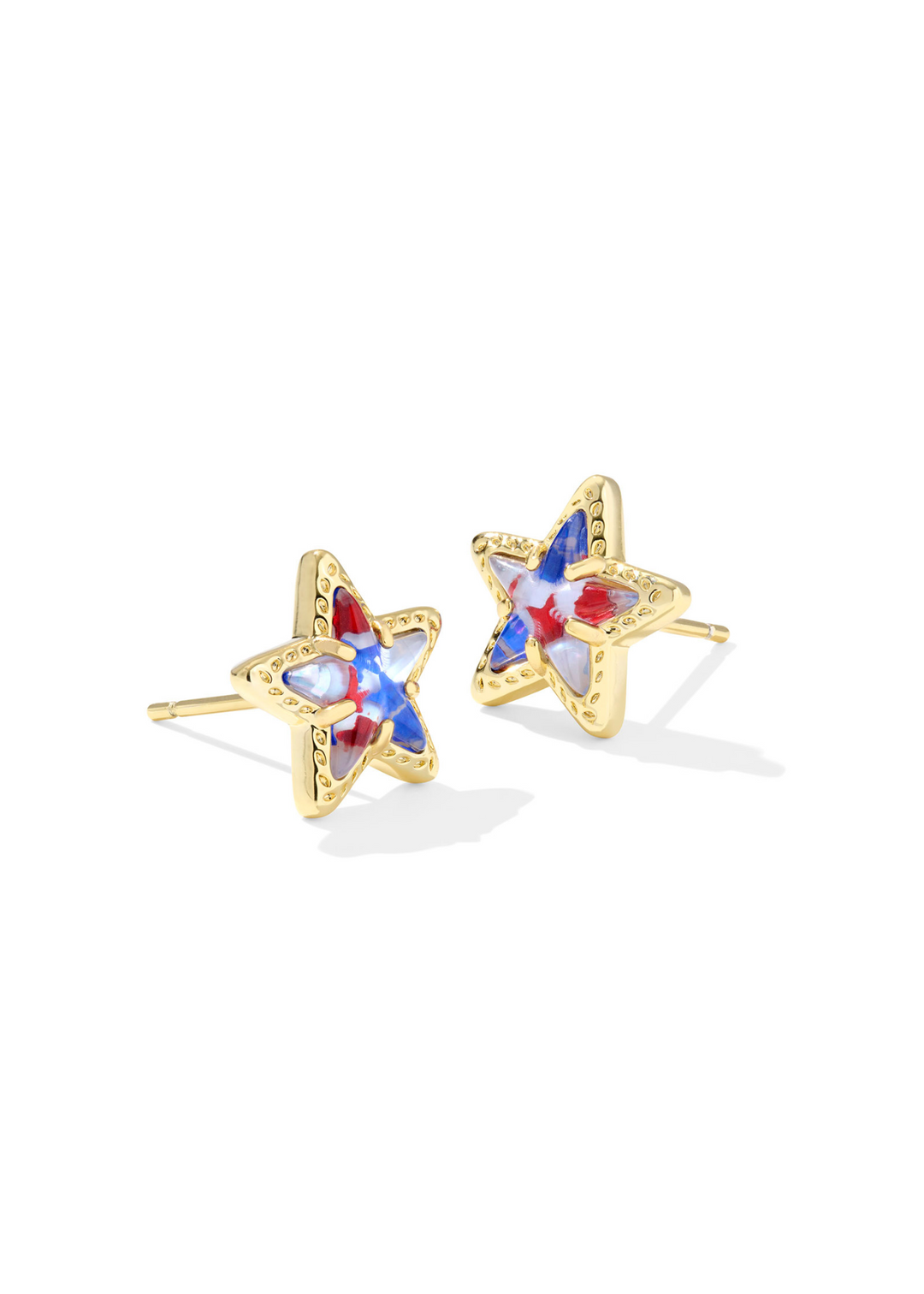 Kendra Scott Cassidy Star Stud Earrings in Gold/Red White Blue Illusion