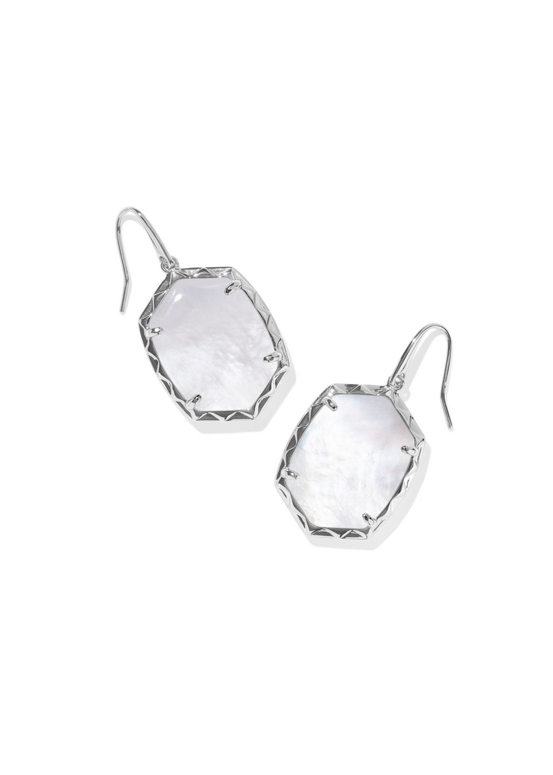 Kendra Scott Daphne Drop Earrings in Rhodium/Ivory Mother of Pearl