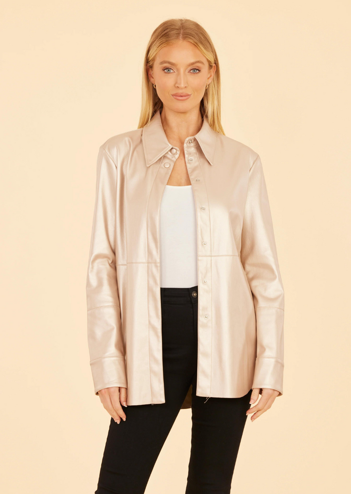 Francesca Faux Leather Button Down