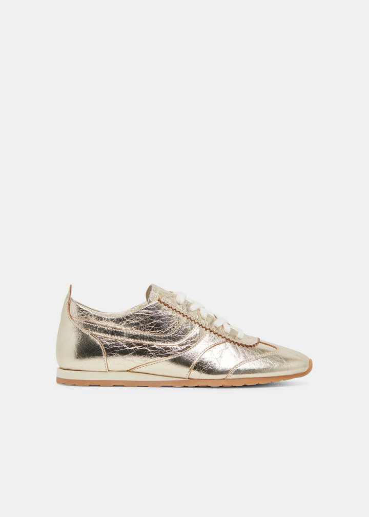 Women's light gold crinkle sneaker