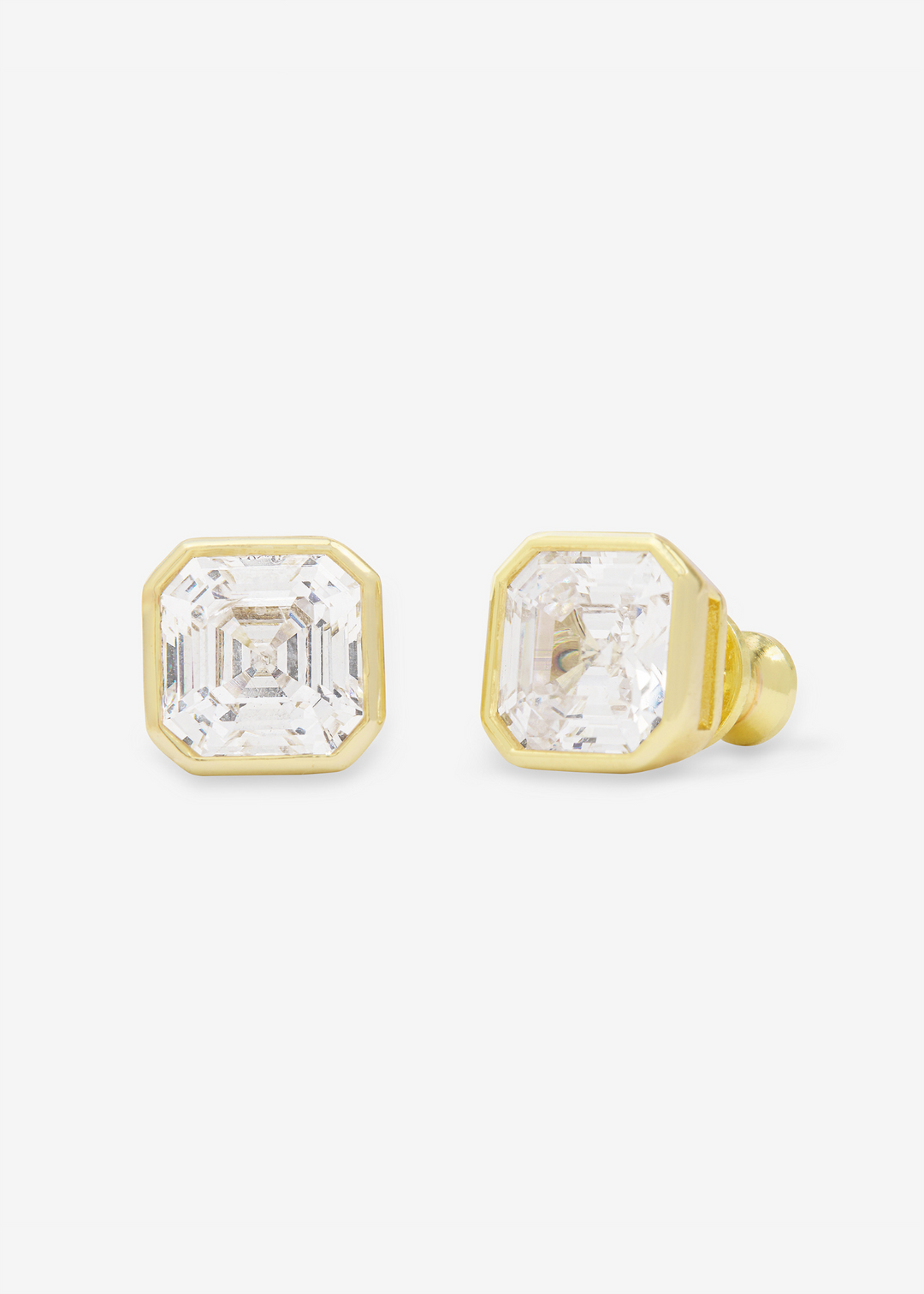 Women's gold framed diamond stud earrings