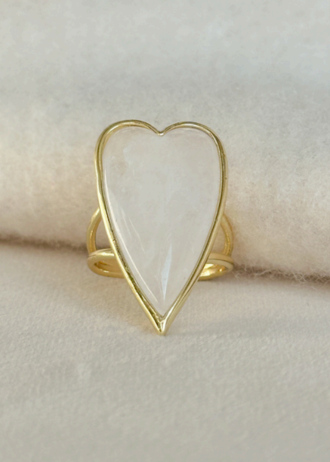 Easton Elle Skinny Heart Ring in Clear Crystal Quartz