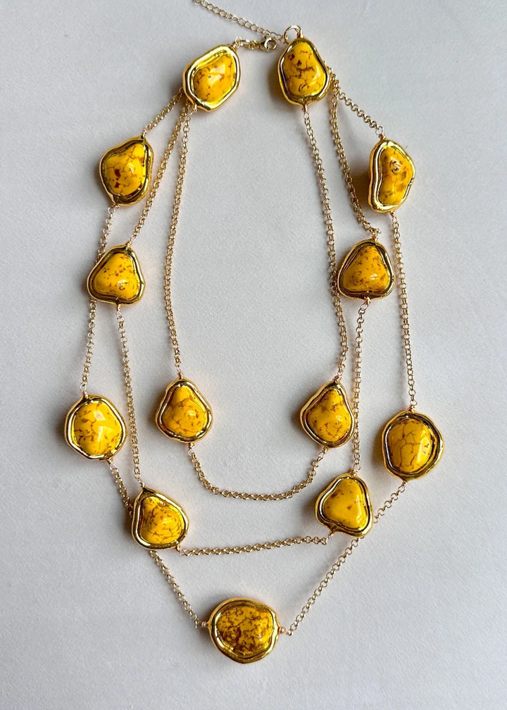 Easton Elle Yellow Turquoise Triple Necklace