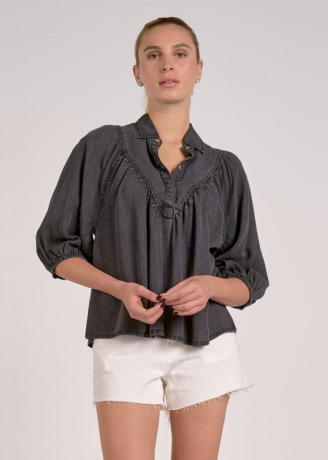 Elan Corbin Collared Top