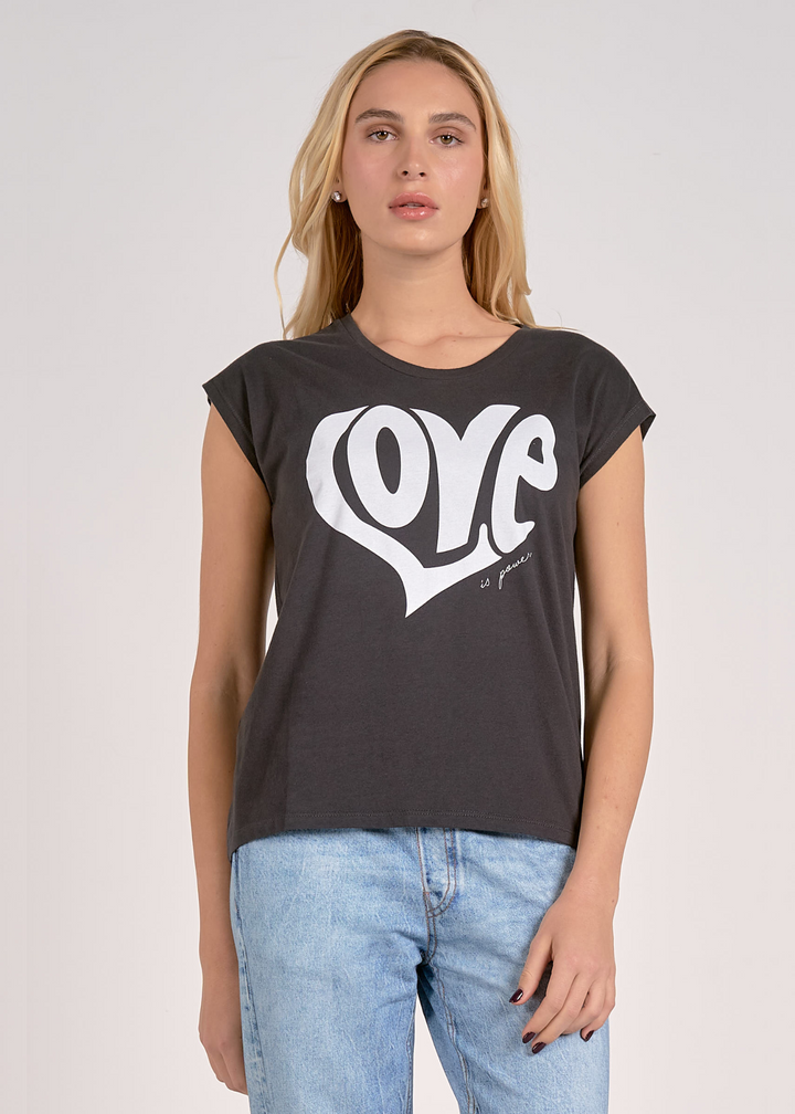 Elan Love Is Power Tee in Black