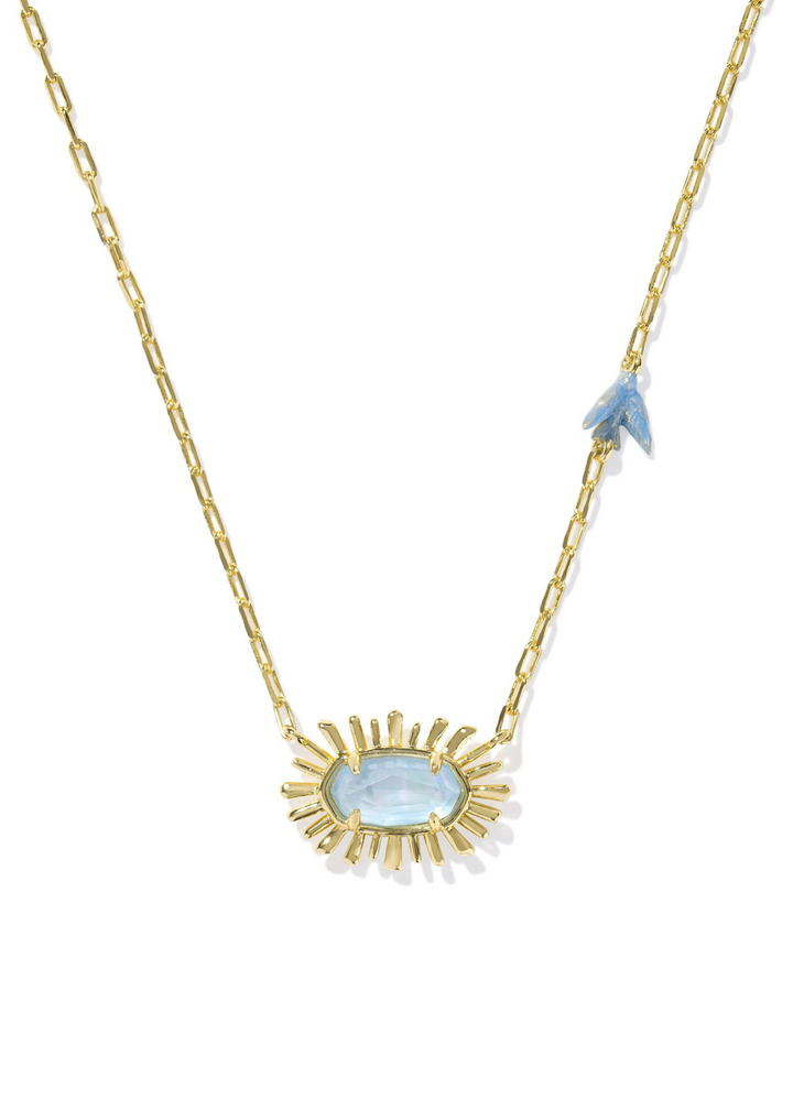 Kendra Scott Elisa Bird Short Pendant Necklace - Gold/Sky Blue Mother of Pearl