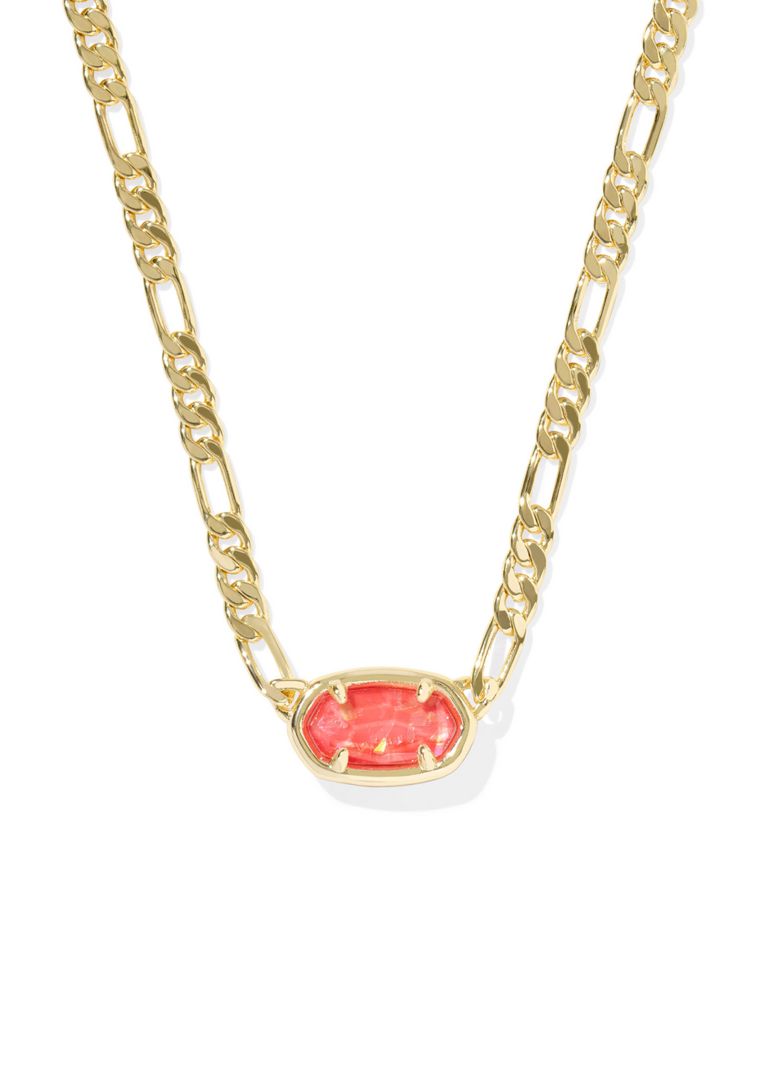 Kendra Scott Elisa Figaro Chain Short Pendant Necklace in Gold/Papaya Iridescent Mother of Pearl
