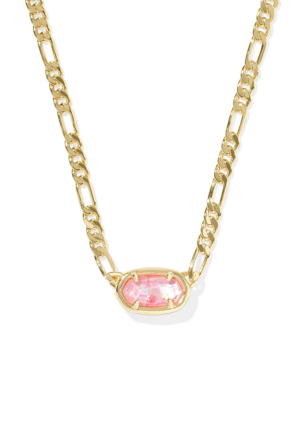 Kendra Scott Elisa Figaro Chain Short Pendant Necklace in Gold/Pink Iridescent Mother of Pearl