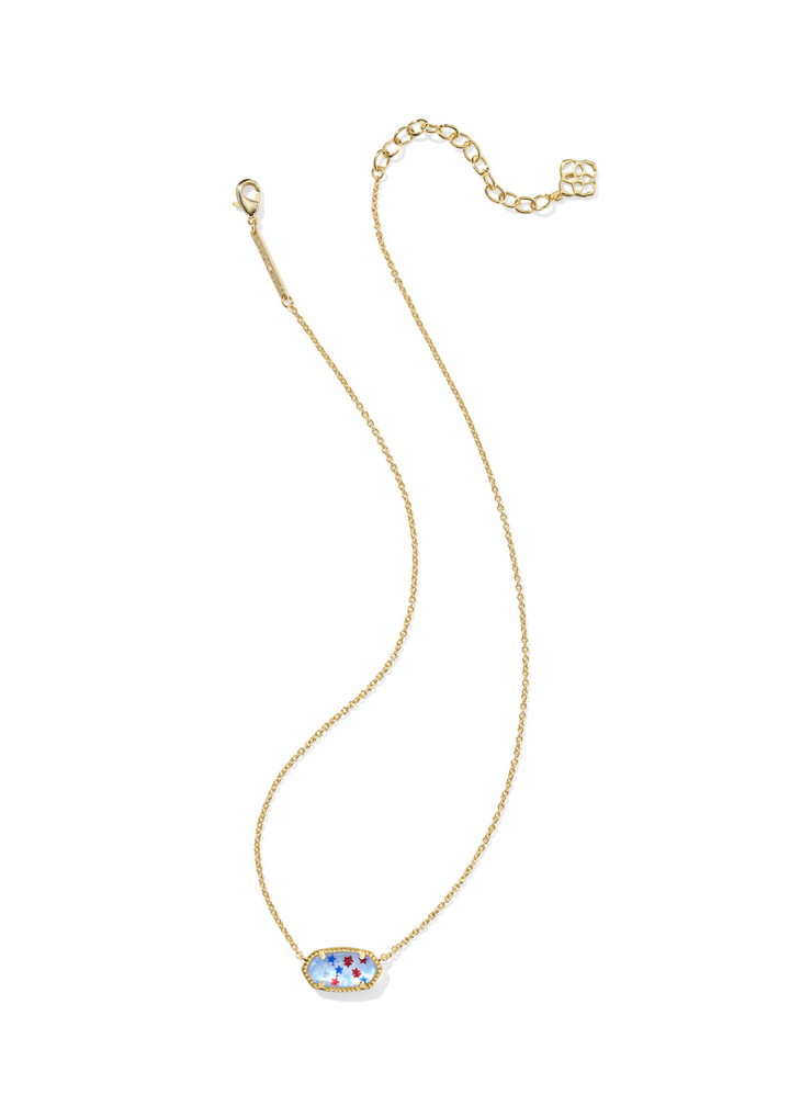 Kendra Scott Elisa Pendant Necklace - Gold/Red White Blue Star Illusion