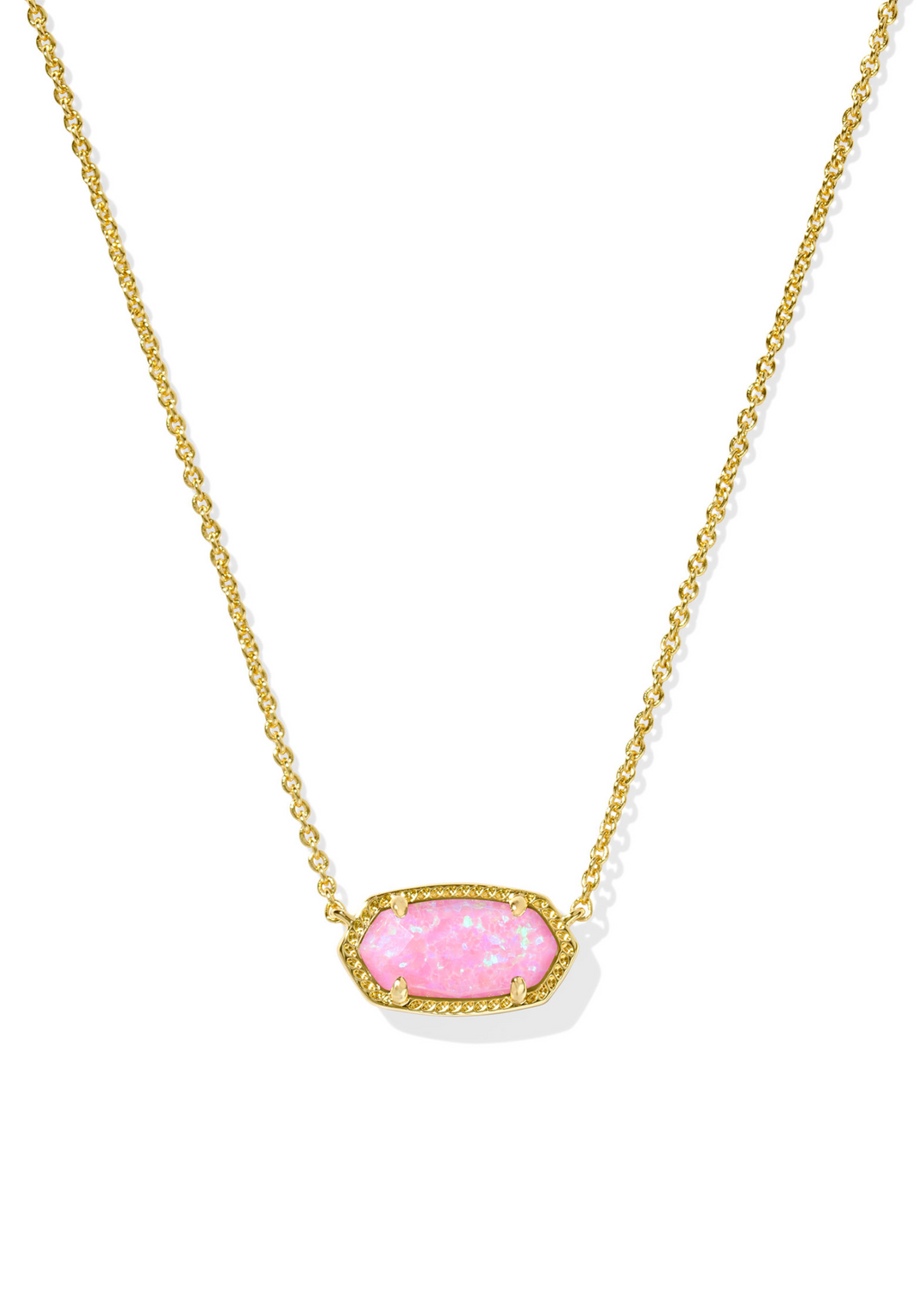 Kendra Scott Elisa Short Pendant Necklace in Gold/Carnation Kyocera Opal