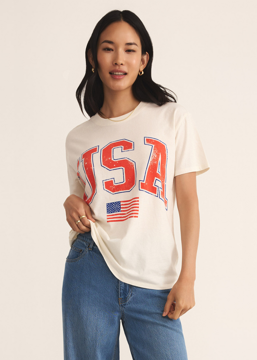 Z Supply Flag Boyfriend Tee in Sea Salt