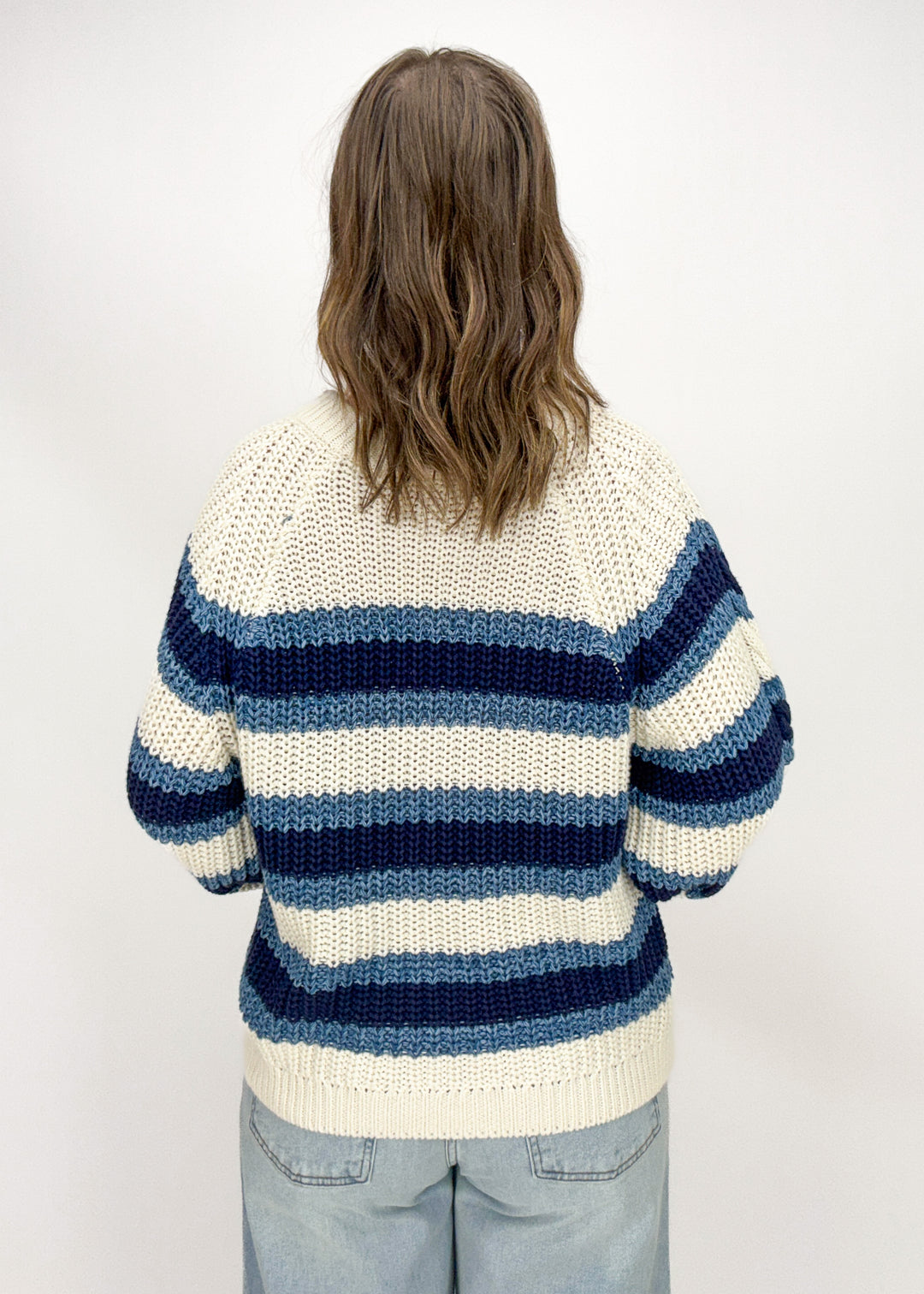 Free People Frankie Cable Striped Pullover