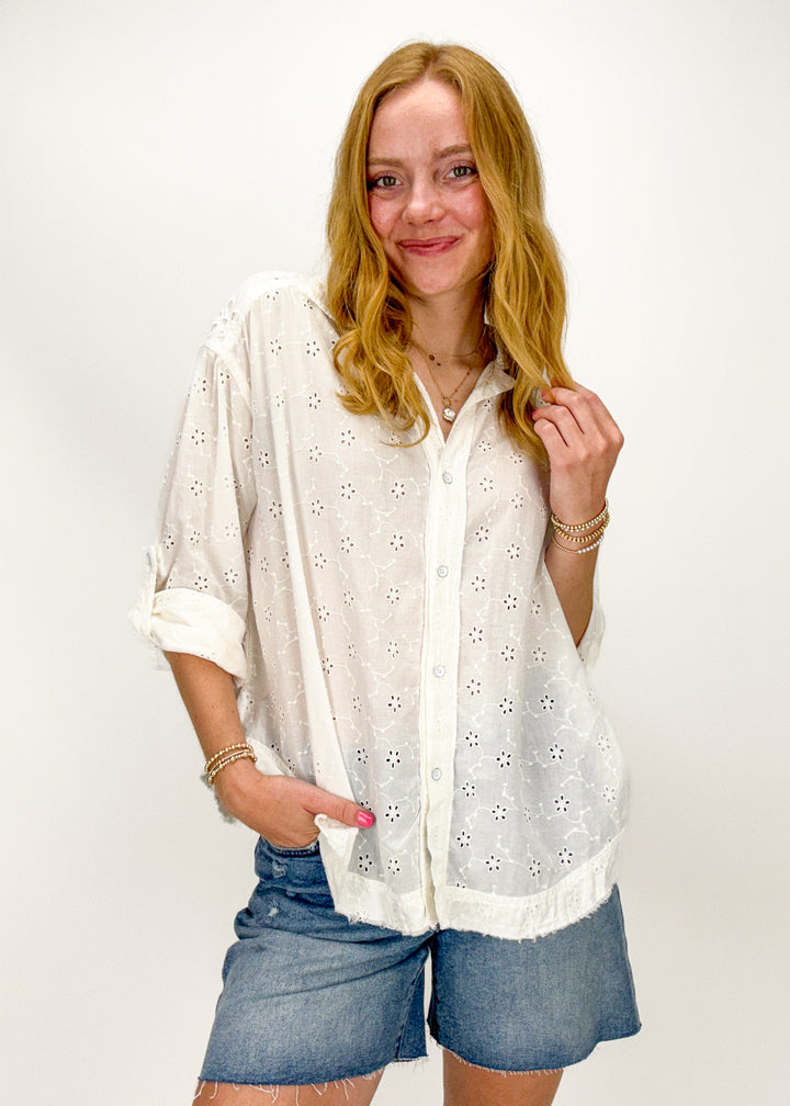 Free People Mae Eyelet Shirt